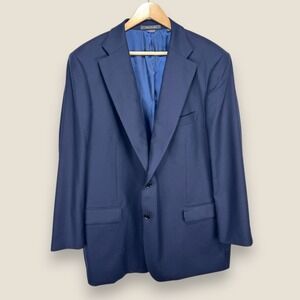 Indochino Bespoke Sport Coat Blazer Men 46R Navy 2 Btn Wool Stretch Wide Lapel